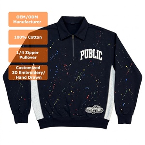 เสื้อฮู้ดดี้แบบมีซิป 1/4 สำหรับผู้ชาย  รับผลิตแบบ OEM/ODM  สีสันหลากหลาย  ปักลาย 3 มิติ  พิมพ์ลายสกรีน  ปักลายด้วยมือ - Product Image 1