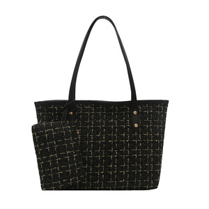 Nouveauté 2026 : Sac fourre-tout en tweed à carreaux grande capacité, élégant et tendance, sacs à bandoulière pour <span class=keywords><strong>femme</strong></span>, idéal pour les tenues décontractées quotidiennes - Product Image 5
