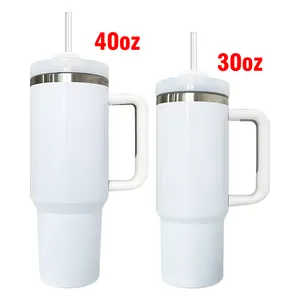 USA warehouse H2.0 30oz 40oz glossy white blanks sublimation stainless steel vacuum insulated tumbler for diy printing