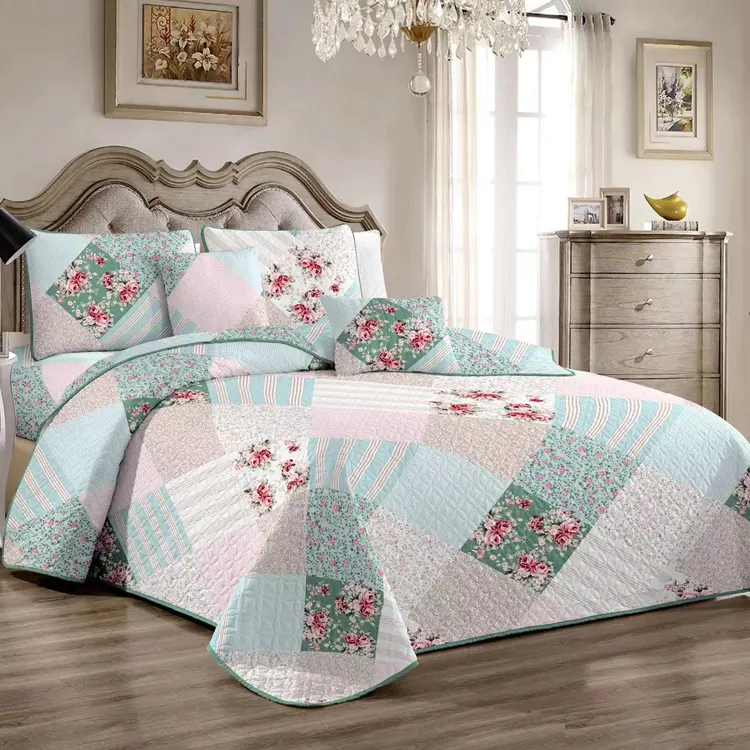 Hot Selling double bedspreads Bedroom Set Hotel Custom Bedspread Printed Geometric Bedspread Set