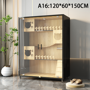 Katı ahşap düğme kapatma çevre dostu kedi kabine özel Modern küçük hayvan evi Pet kafesleri kapalı kedi mobilya - Product Image 6