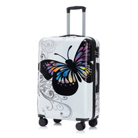 Valise de cabine légère unisexe imprimée anti-UV classique 3 1 en ABS avec papillon 3pcs roues pivotantes blanches