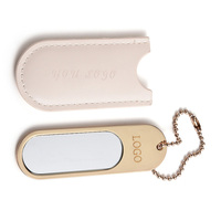 Miroir de Maquillage Portable Créatif en Métal, Luxe Léger, avec Housse en Cuir PU, Prise en Charge du LOGO Personnalisé