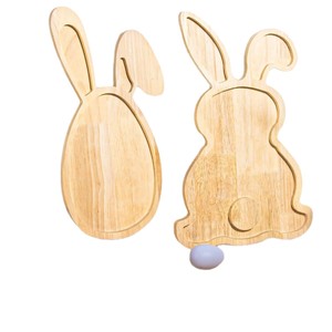 Wooden Easter Bunny <b>Snack</b> <b>Tray</b> Natural Wood Color For Dessert Candy Serving <b>Trays</b> - Product Image 2