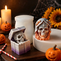 J10-616 Neues Design Halloween-Totenkopf-Form Lebensmittelechte Silikonform für Kerzen Seife Umweltfreundliche Heimdekoration Einfaches Entformen