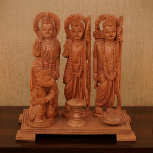 Handmade 6 Inch Polished <b>Wooden</b> Ram Darbar Statue Hindu God Idol Spiritual Figurine Antique Home Decor Wall Irregular - Product Image 3