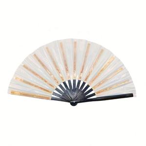 Abanico de mano plegable de PVC multicolor de 13 pulgadas con costillas de bambú para festivales de música y decoraciones, producto de artesanía de Bambú - Product Image 6