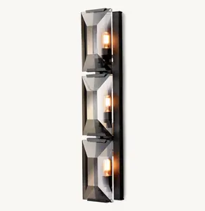 Sunwe Brass Wall Sconce Bed Hotel Copper Wall Light Classic Decor Black Brass Harlow Crystal Sconce