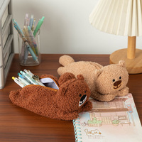 Vente en gros personnalisé ourson en peluche dessin animé porte-monnaie populaire fille petit sac pour écouteurs cadeau rouge à lèvres sac de rangement