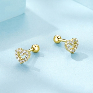 Venta al por mayor clásico circón tornillo atrás pendientes de moda 2024 niños delicado 925 Plata verano mujeres pequeño corazón <span class=keywords><strong>Stud</strong></span> pendiente - Product Image 4