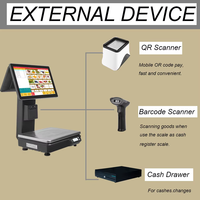 Balance tactile intelligente pour point de vente de supermarché, écran HD 15,6'', lecteur de codes-barres, imprimante thermique, capacité 15/30 kg, Windows, WiFi, SSD