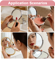 Nouveau miroir de maquillage pliable de poche, mini, portable, en métal antique, rond, simple, avec logo personnalisé, pour femmes, cadeau