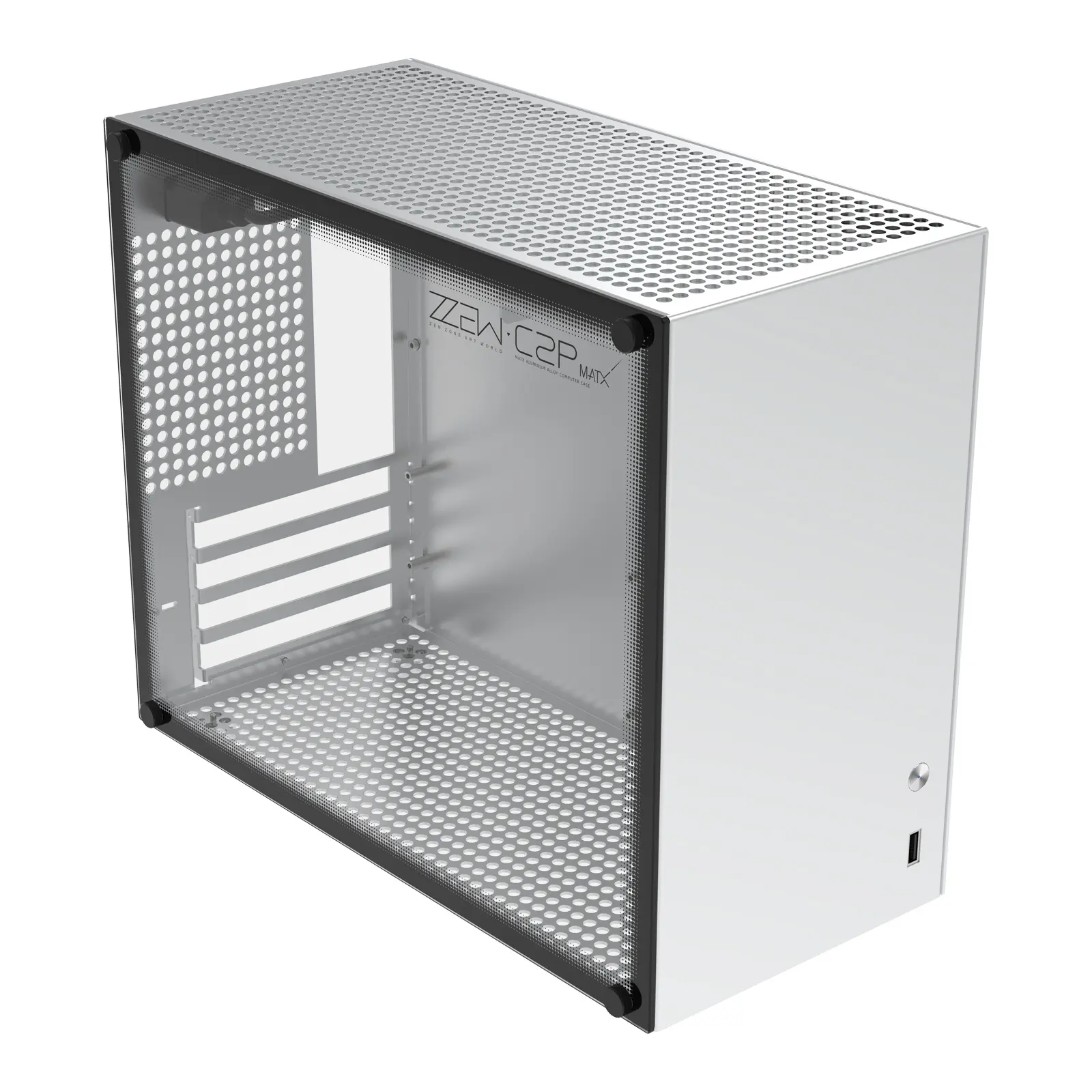 Aluminium Micro ATX Gehäuse MATX Gehäuse ZZAW C2P Desktop Chassis Computer Gaming PC Gehäuse mit DIY Installation