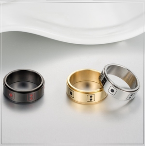 New Designs <strong>Man</strong> Black Stainless Steel Enamel Dice Logo <strong>Spinner</strong> <strong>Rings</strong> - Product Image 5