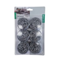 Éponges de nettoyage en laine d'acier éponge à récurer en fil métallique éponge à récurer robuste en acier inoxydable argent sac Opp Durable
