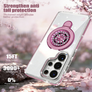 Étui de téléphone de luxe, nouveau, avec paillettes et diamants incrustés, antichoc, pour Samsung S26 Ultra S25 S24 S23 Ultra, avec support rotatif à 360 degrés - Product Image 3