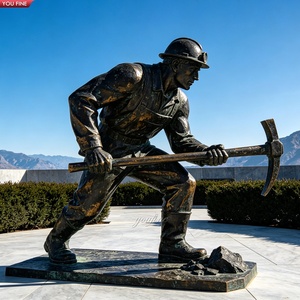 Statua di Minatore in Bronzo YOUFINE a Grandezza Naturale, Scultura di Operaio per Piazze Pubbliche e Parchi Industriali - Product Image 4