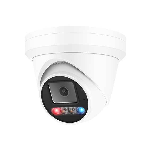 Amazing Active Deterrence AI 4K 8MP IP POE Turret Camera with Two Way Audio& SD Card Slot ,Support Siren,Red & Blue Strobe Light