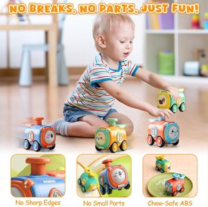 4 Coches de Juguete de Empuje y Avance para Niños Pequeños, Vehículos de Fricción para Bebés, Juguetes con Silbato para Infantes - Product Image 5