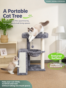 Árbol rascador para gatos <span class=keywords><strong>de</strong></span> interior con poste <span class=keywords><strong>de</strong></span> sisal, casita, estructura <span class=keywords><strong>de</strong></span> escalada, cama <span class=keywords><strong>de</strong></span> felpa, artículos para mascotas, venta al por mayor OEM - Product Image 5