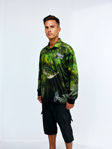 カスタムパフォーマンスUv保護クイックドライUvアップ竹昇華長袖男性用フード釣りシャツジャージー - Product Image 4