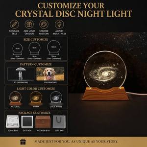 Lámpara de Noche de Cristal Grabada en 3D con LED, Base de Plástico de Tamaño Mediano, Lámpara de Escritorio Moderna para Sala de Estar, Decoración del Hogar, Regalo - Product Image 2