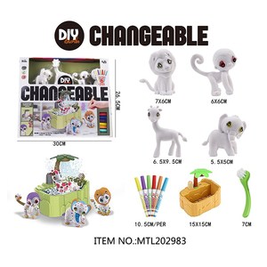 Niños DIY Doodle Graffiti Dibujo Juguetes Flocado Animal Pintura Juguete Craft Kits Lavable Pet Care Toy - Product Image 3
