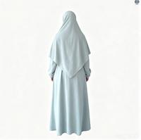 Robe saoudienne Kihmar + Abaya fermée 100% polyester à manches ballon, ensemble de prière musulman pour femmes, Abaya unie à volants pour femmes islamiques