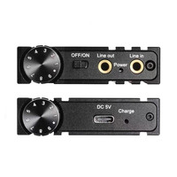 Amplificador de Auriculares HiFi BASS, Recargable, de Plástico, Ajustable, con Entrada y Salida AUX de 3.5mm, Control de Volumen