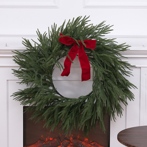 Handmade Norfolk Pine <b>Plastic</b> Christmas Wreath with Soft Material Feeling Pine Needles - Product Image 5