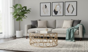 Mesa de centro moderna de vidrio personalizada con superficie de vidrio templado, mueble duradero para el hogar, la oficina y uso comercial. - Product Image 2