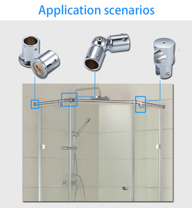 Thép không gỉ 304 kính kết nối phù hợp có thể điều chỉnh vòi hoa sen 90 độ 180 độ cửa kính trượt ống tròn - Product Image 6