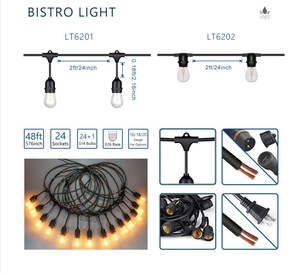 Giảm Giá Lớn Đèn Giáng Sinh S14 48ft 24 Lỗ Cắm Đèn Dây Led Trang Trí Sân Vườn Ngoài Trời Chống Nước Cho Quán Rượu - Product Image 3