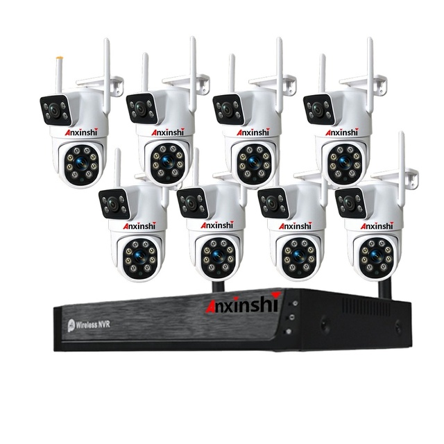Dual Lens 8 Camera System with 16CH NVR  Color Night Vision Outdoor Wireless WiFi PTZ Security CCTV Camera 10X Zoom