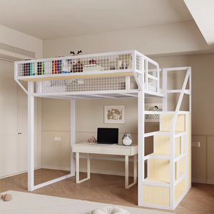 Lit mezzanine simple gain <span class=keywords><strong>de</strong></span> place, lit superposé décalé avec échelle, structure métallique pour petits appartements - Product Image 2