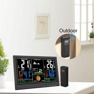 Indoor Household Outdoor Temperature Humidity RCC Digital Display Moon Phase Weather Station Wireless Wall <strong>Clock</strong> with Sensor - Product Image 3