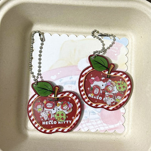 Portachiavi con ciondolo a forma di gatto e mela per Capodanno, accessorio da zaino per coppie e ragazze, regalo di amicizia per la migliore amica - Product Image 1