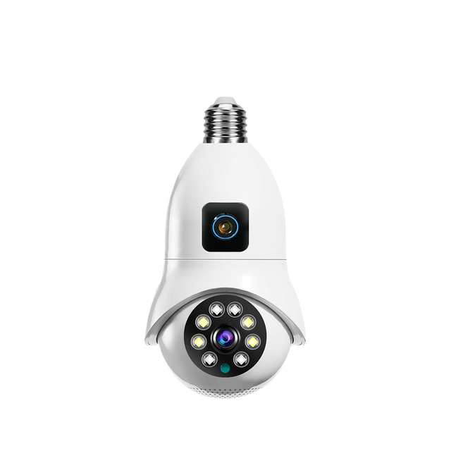 2MP Dual Lens Network WiFi Light Bulb CCTV Security Camera E27 Full Color Human Tracking Dual Screen Home Indoor Night Vision