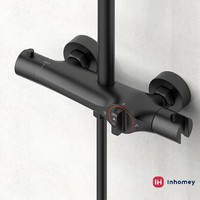 Ensemble de douche thermostatique moderne noir mat avec robinet de douche noir et système de douche pluie rond de 10 pouces