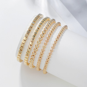 <b>Beaded</b> <b>Bracelet</b> Set Silver Gold Geometric Round Bead Unisex Party Jewelry Yiwu Origin SY0090 1 - Product Image 2