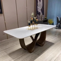 Table de salle à manger contemporaine de table en cristaux de marbre bleu naturel de luxe moderne personnalisée pour table de salon