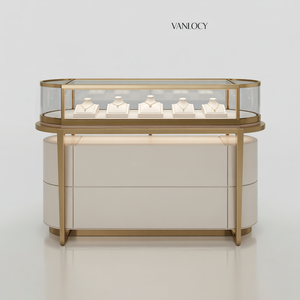 Exhibición de joyería de moda personalizada vitrina Mostrador de cristal con almacenamiento - Product Image 1