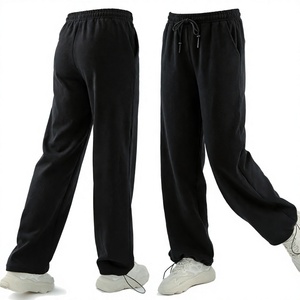 Tex Uni Casual High-Waist Wide-Leg Loose Fit Oli Velvet Fleece <b>Winter</b> Polyester Spandex Blend <b>Warm</b> Pocket Drawstring Windproof - Product Image 1