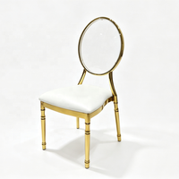 Chaise de banquet en acier inoxydable doré, élégante, avec dossier rond en acrylique, pour salle à manger et événements, vente en gros