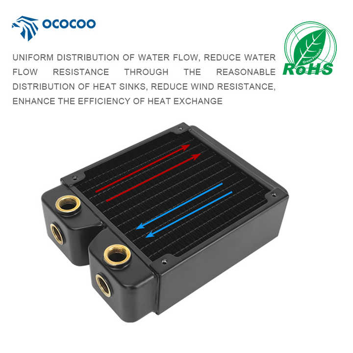 OCOCOO OC-CRD12H5-45R 45mm Thick Pure Copper Radiator for PC CPU Lead ...