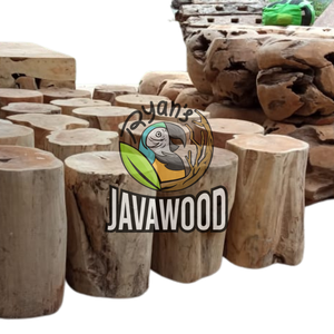 Taburete decorativo natural y Otomano para muebles, respetuoso con el medio ambiente, hecho a mano de madera, original, hecho en Indonesia - Product Image 1