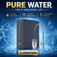 Système de purification d'eau par osmose inverse électrique sous évier VAMIA 200G, construction en plastique, design écologique pour la maison