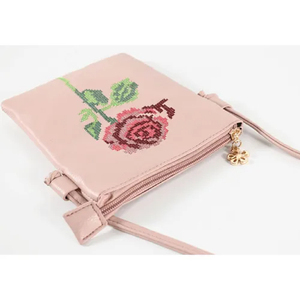 Sac à main portable en tissu brodé 3D avec motif de fleurs chinoises, sac à bandoulière pour téléphone portable avec fermeture à serrure et décoration en perles - Product Image 3