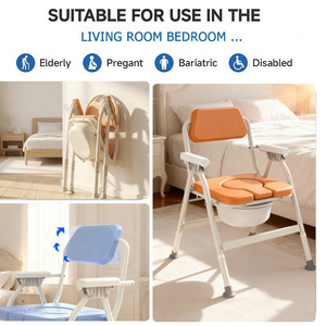 Chaise de toilette avec dossier rabattable, capacité de 150 kg, hauteur réglable, pour personnes âgées, utilisation dans la salle de bain - Product Image 4