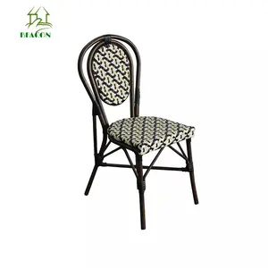 Chaise de bistrot en rotin français, mobilier de salle à manger en plein air, personnalisé, en rotin pe, textile, chaise de café de jardin en promotion